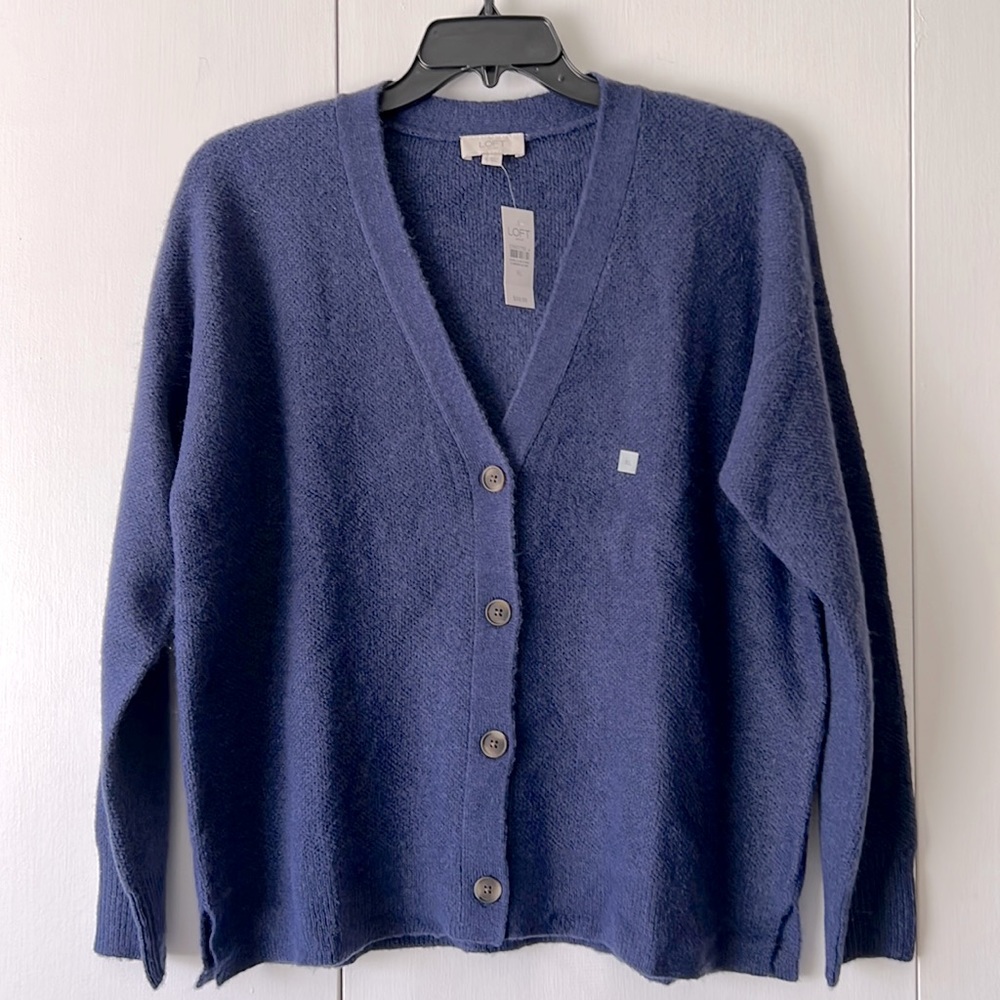 NWT LOFT Cardigan - Blue button front Sz XL